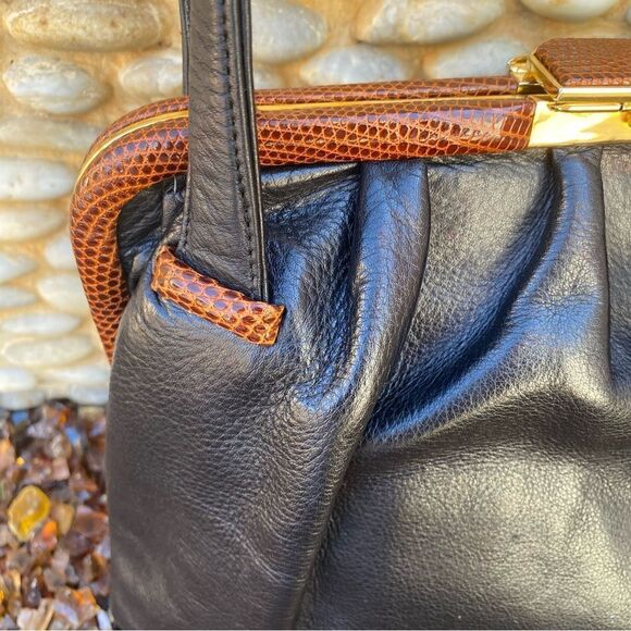 Colombo Vintage Black Leather and Snakeskin Shoulder Bag. EUC! - Picture 4 of 12